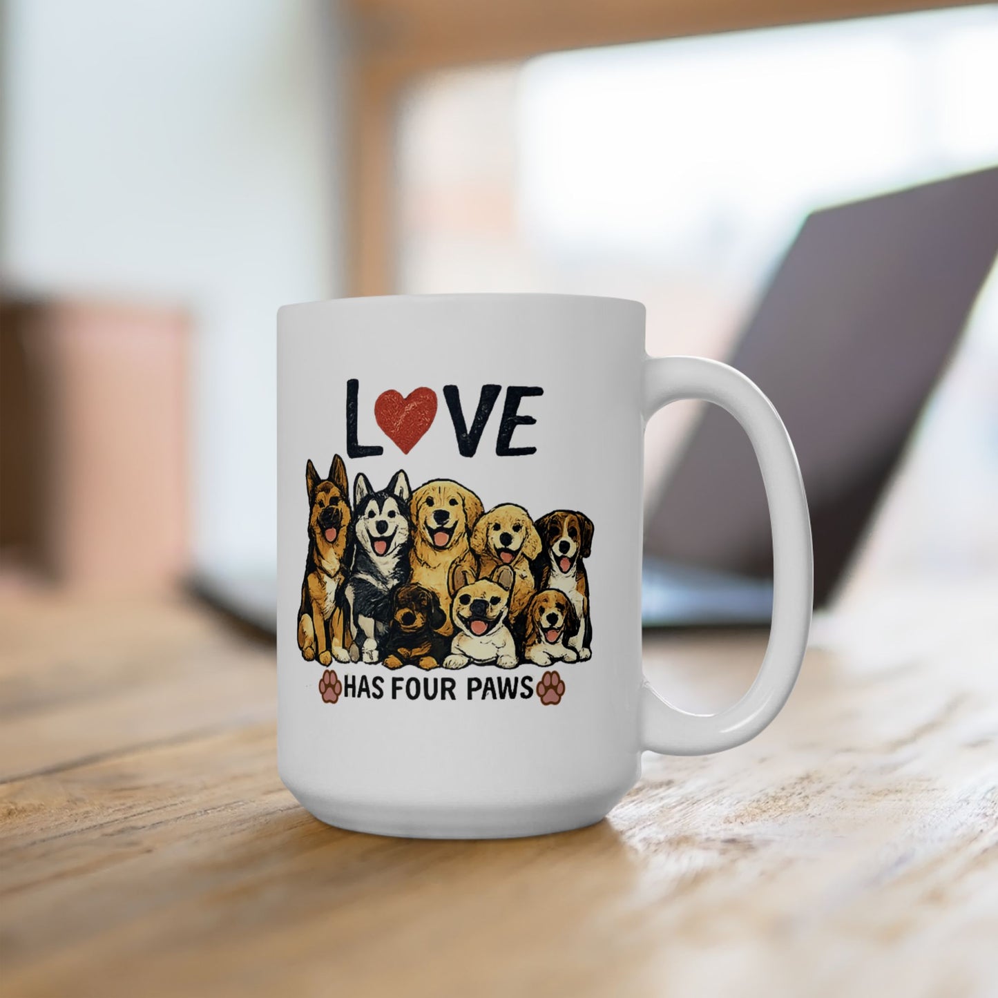 Love Has Four Paws Ceramic Mug, (11oz, 15oz)