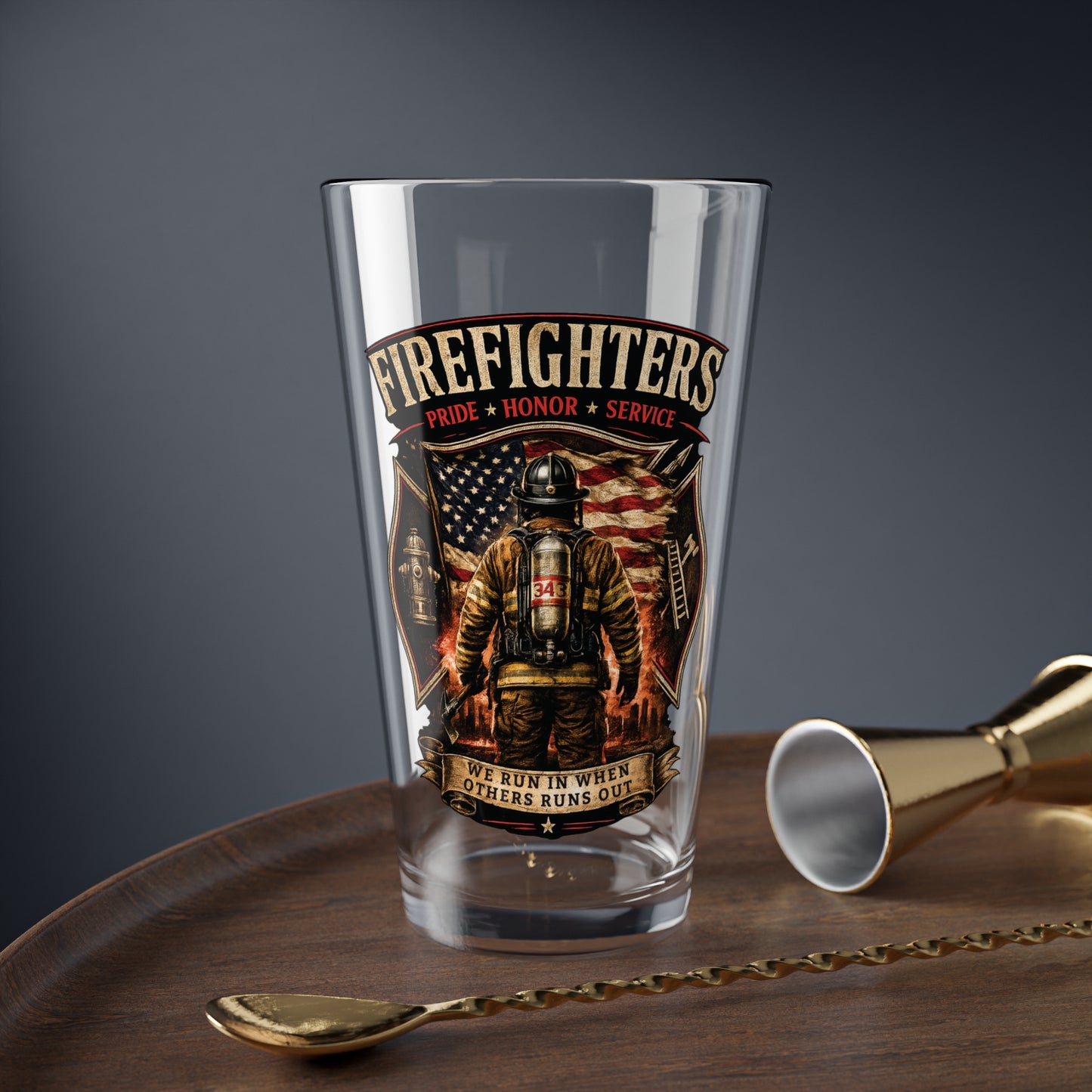 Firefighters Mixing Glass, 16oz