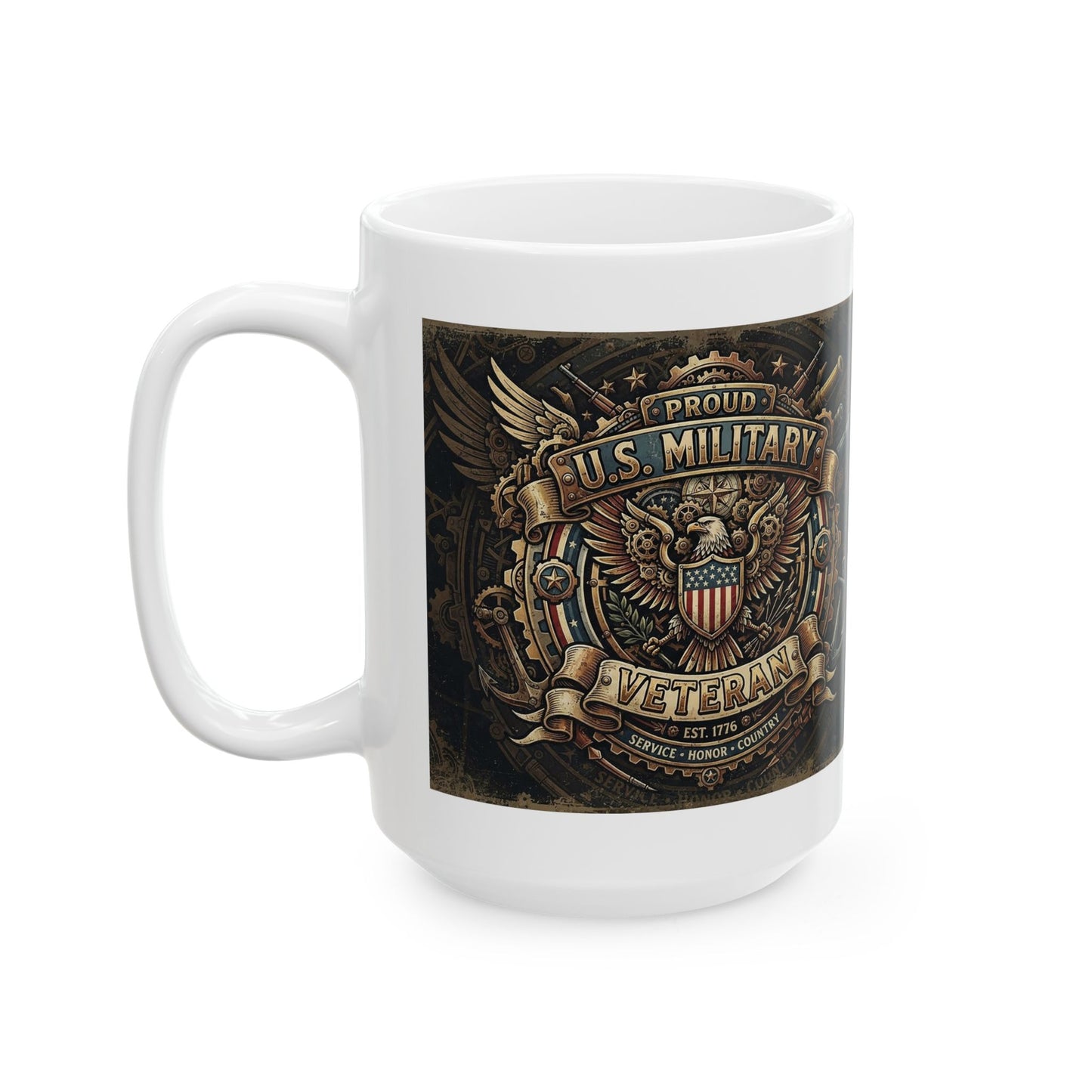 Steampunk-style U.S. Military Veteran Ceramic Mug (11oz, 15oz)