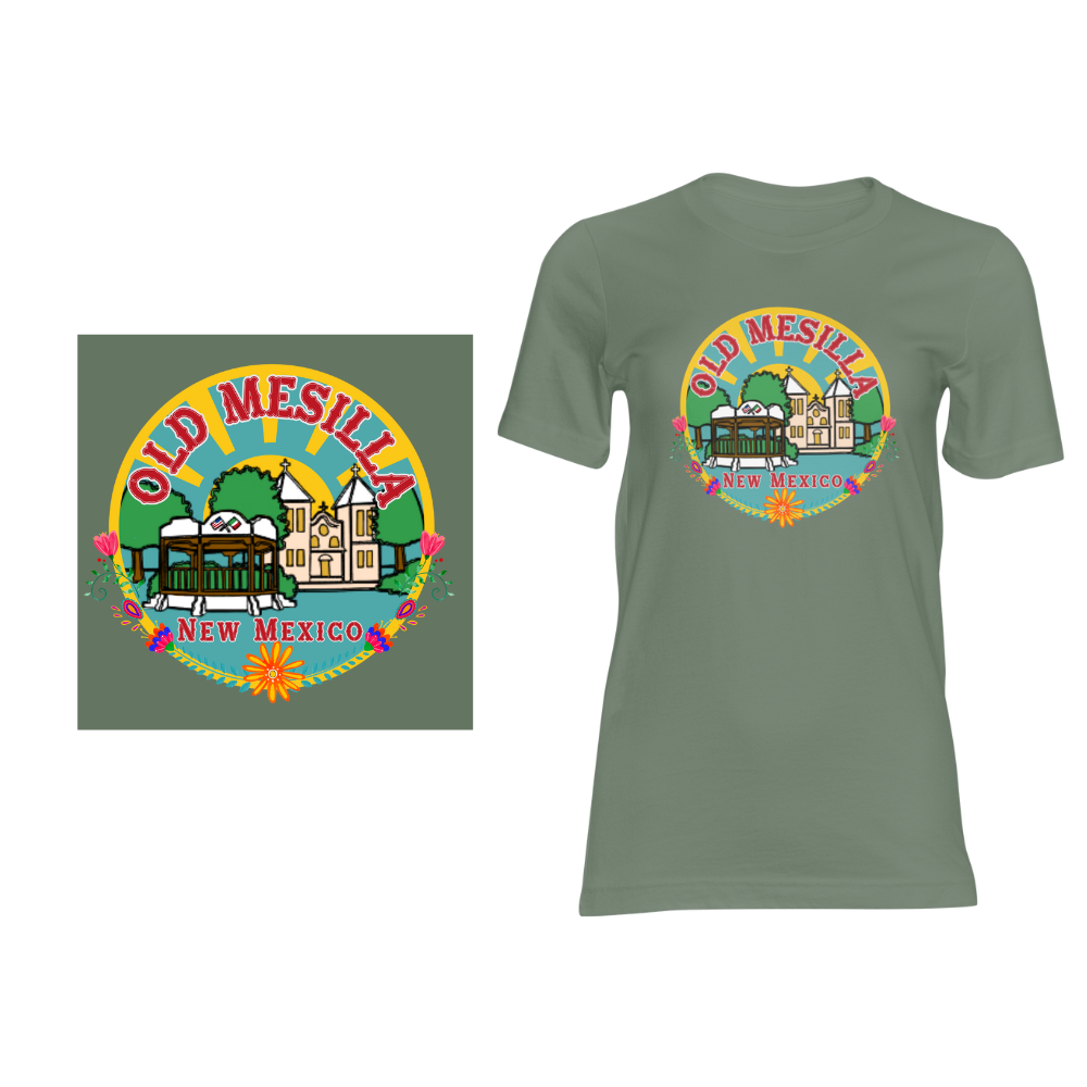 Old Mesilla New Mexico Town Plaza - Short sleeved cotton t-shirt