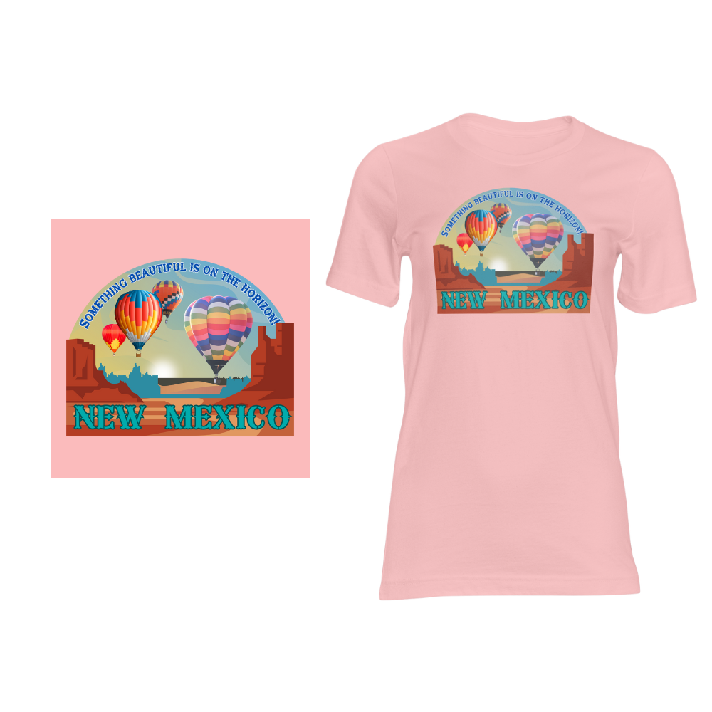 New Mexico Balloons on Horizon - Short sleeved cotton t-shirt