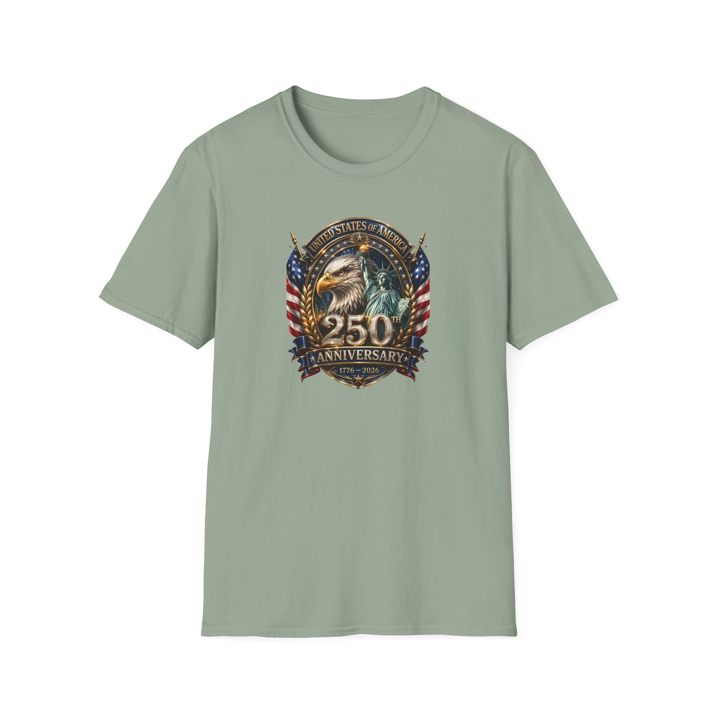 America 250: Eagle and Liberty Oval Shield Unisex Softstyle T-Shirt