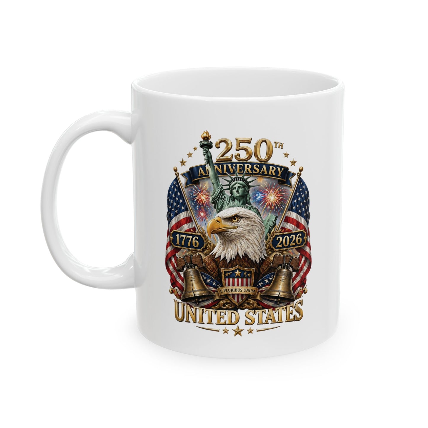 America 250: United States Eagle and Liberty Ceramic Mug, (11oz, 15oz)