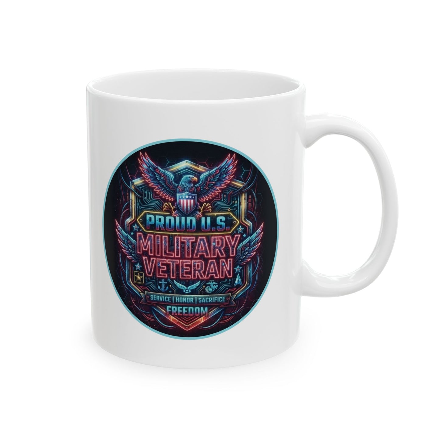Cyberpunk-style U.S. Military Veteran Ceramic Mug (11oz, 15oz)
