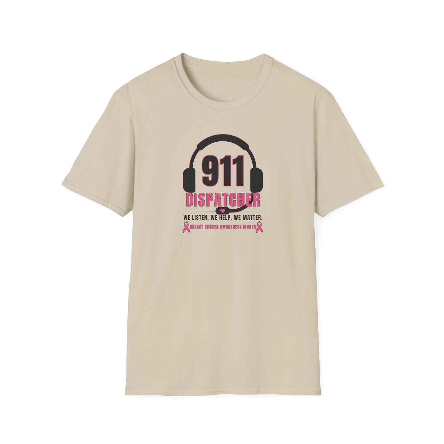 Breast Cancer Awareness: 911 Headset Unisex Softstyle T-Shirt