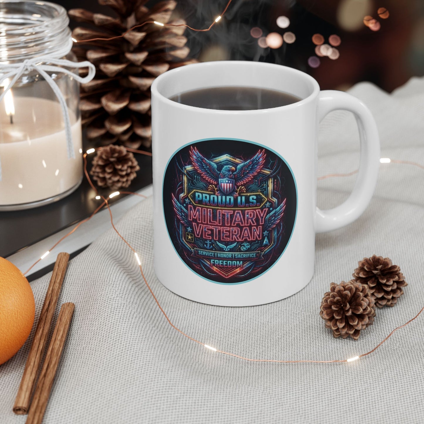 Cyberpunk-style U.S. Military Veteran Ceramic Mug (11oz, 15oz)
