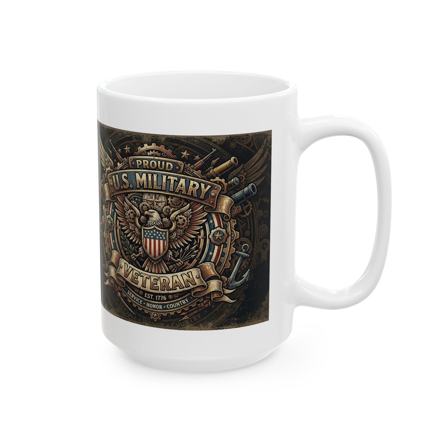 Steampunk-style U.S. Military Veteran Ceramic Mug (11oz, 15oz)