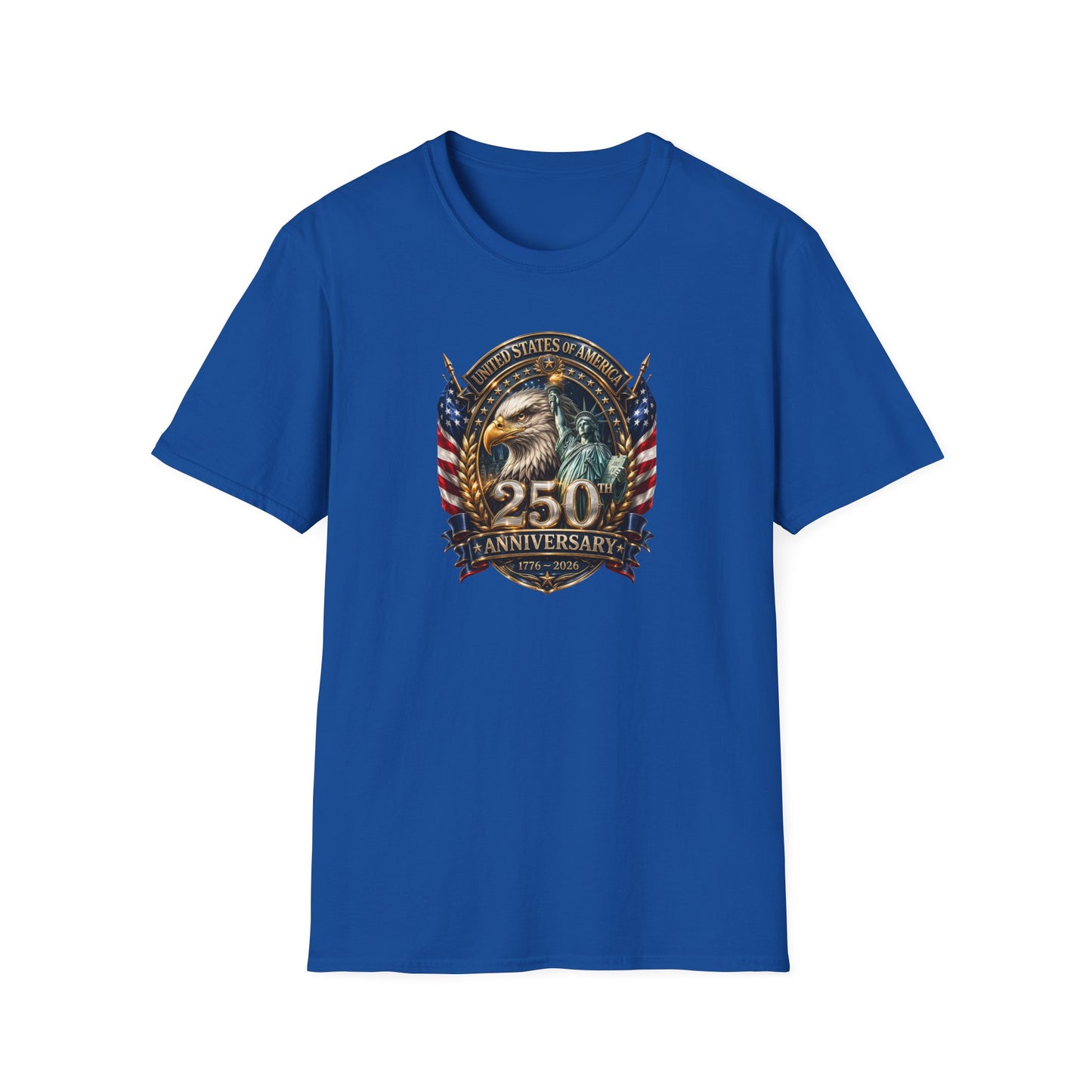 America 250: Eagle and Liberty Oval Shield Unisex Softstyle T-Shirt
