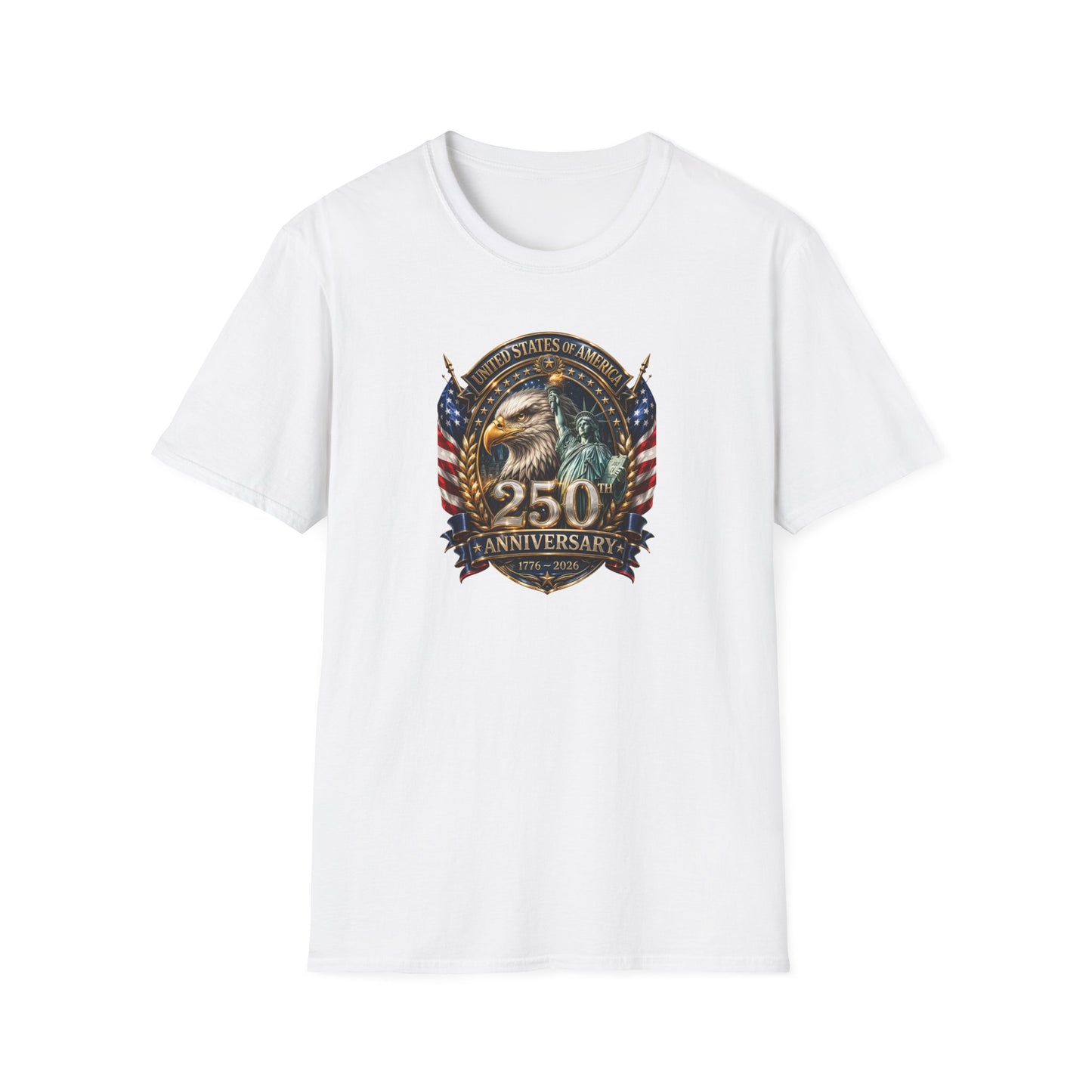 America 250: Eagle and Liberty Oval Shield Unisex Softstyle T-Shirt