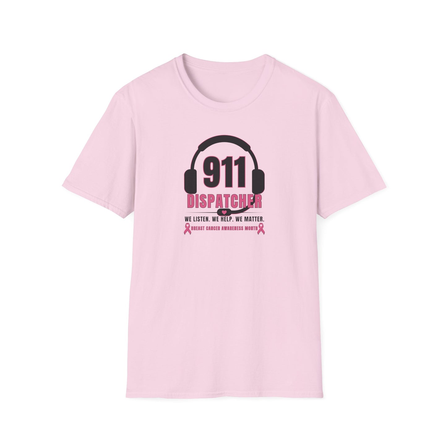 Breast Cancer Awareness: 911 Headset Unisex Softstyle T-Shirt