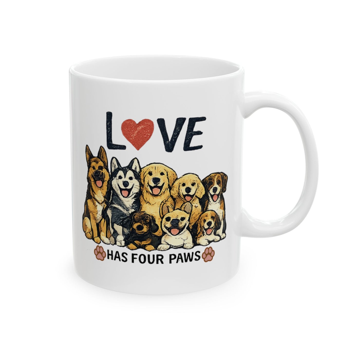 Love Has Four Paws Ceramic Mug, (11oz, 15oz)