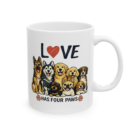 Love Has Four Paws Ceramic Mug, (11oz, 15oz)