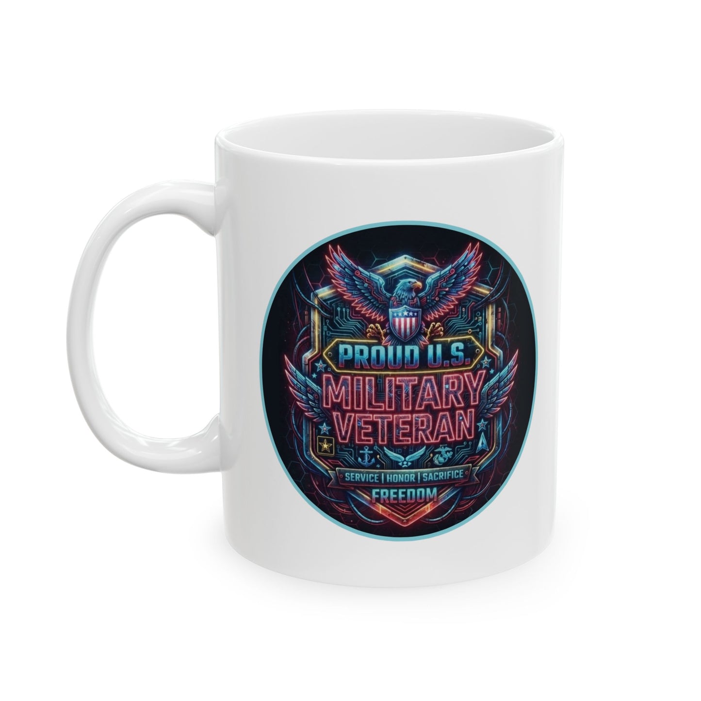 Cyberpunk-style U.S. Military Veteran Ceramic Mug (11oz, 15oz)