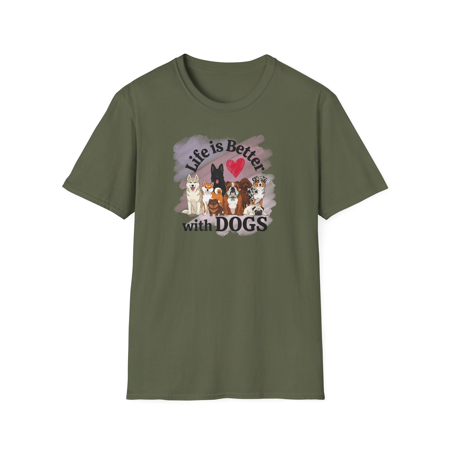 Life Is Better With Dogs Unisex Softstyle T-Shirt