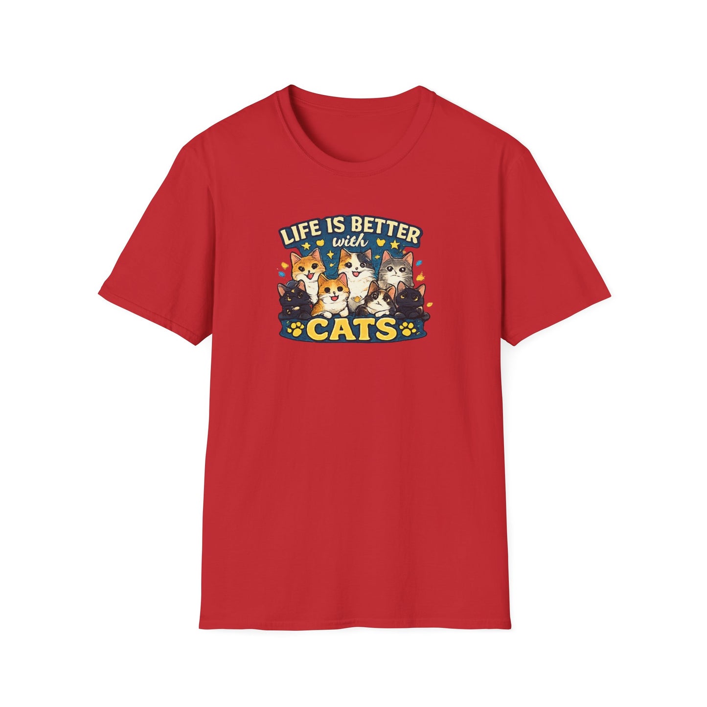 Life is Better with Cats Unisex Softstyle T-Shirt