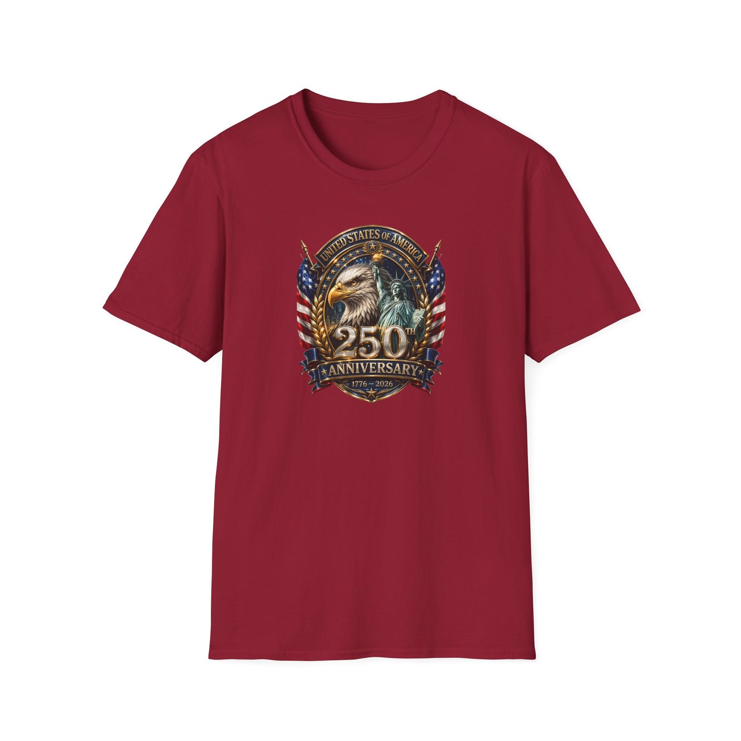 America 250: Eagle and Liberty Oval Shield Unisex Softstyle T-Shirt