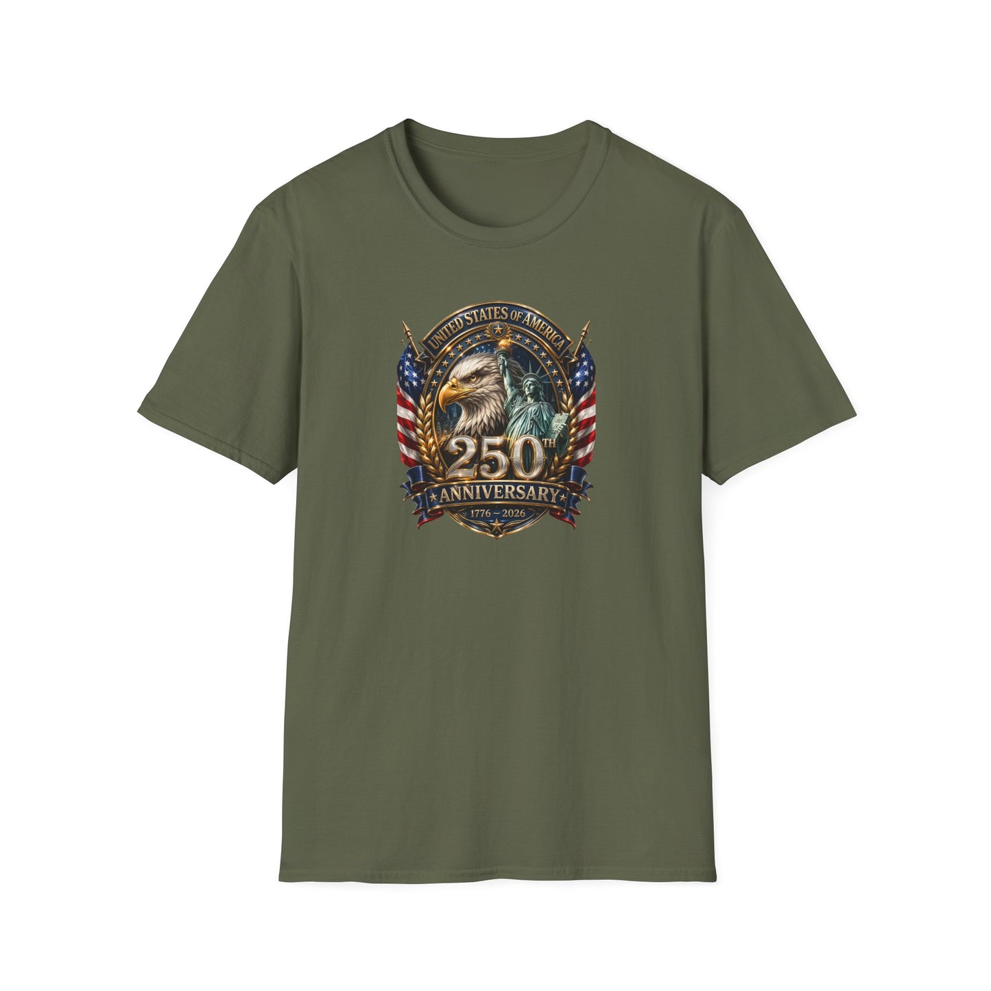 America 250: Eagle and Liberty Oval Shield Unisex Softstyle T-Shirt