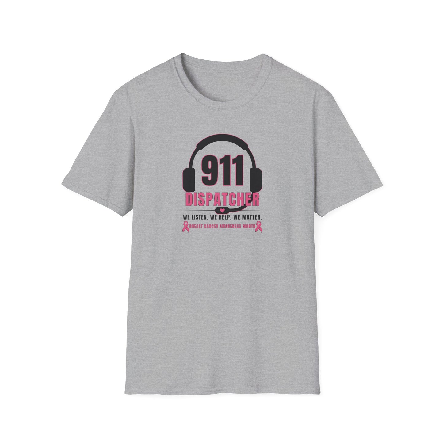 Breast Cancer Awareness: 911 Headset Unisex Softstyle T-Shirt