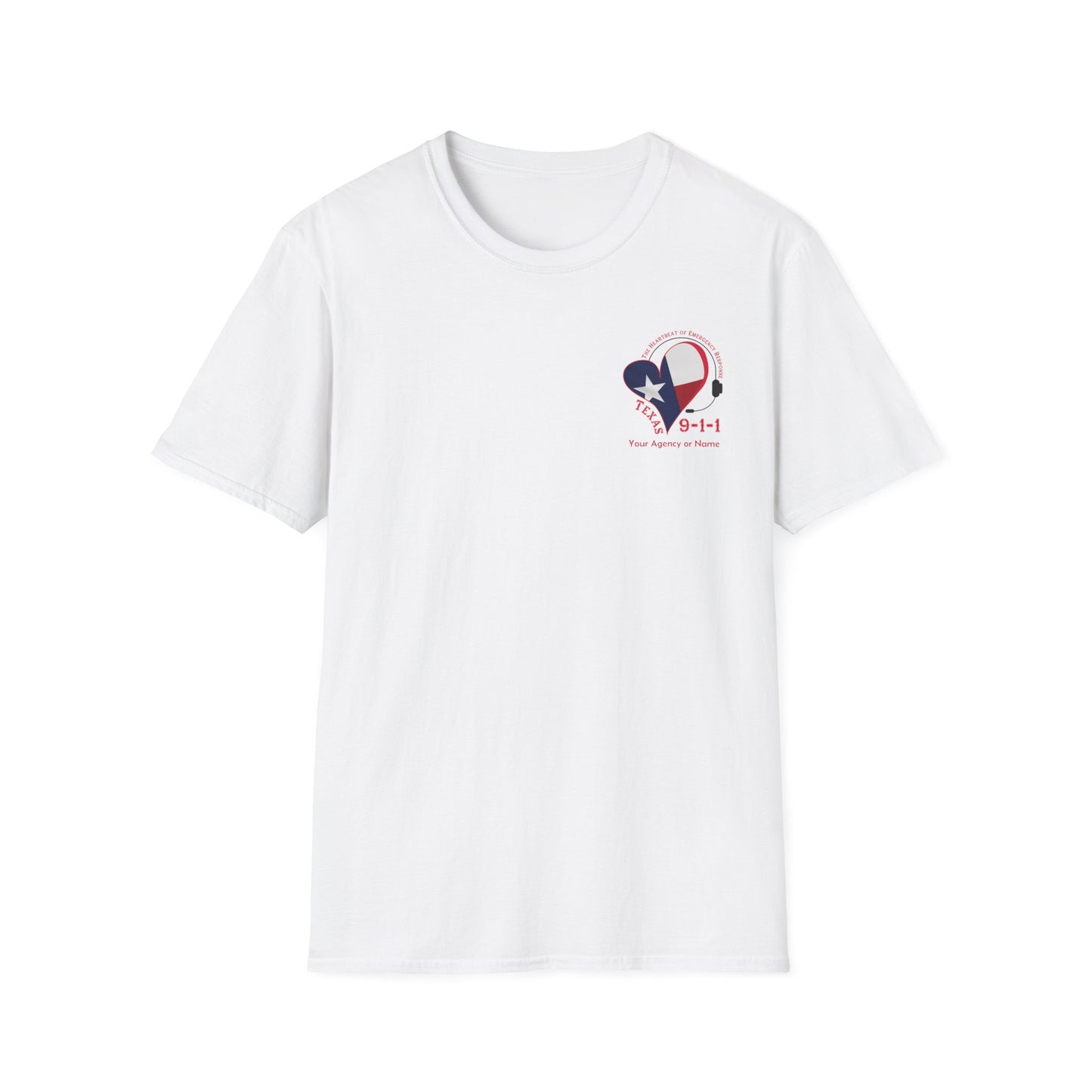 Texas 911 Heartbeat (Pocket Personalized) Unisex Softstyle T-Shirt