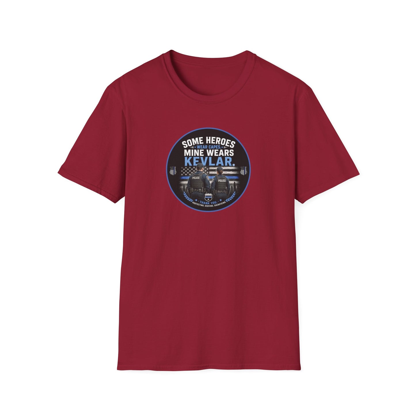 Police: My Hero Wears Kevlar Unisex Softstyle T-Shirt