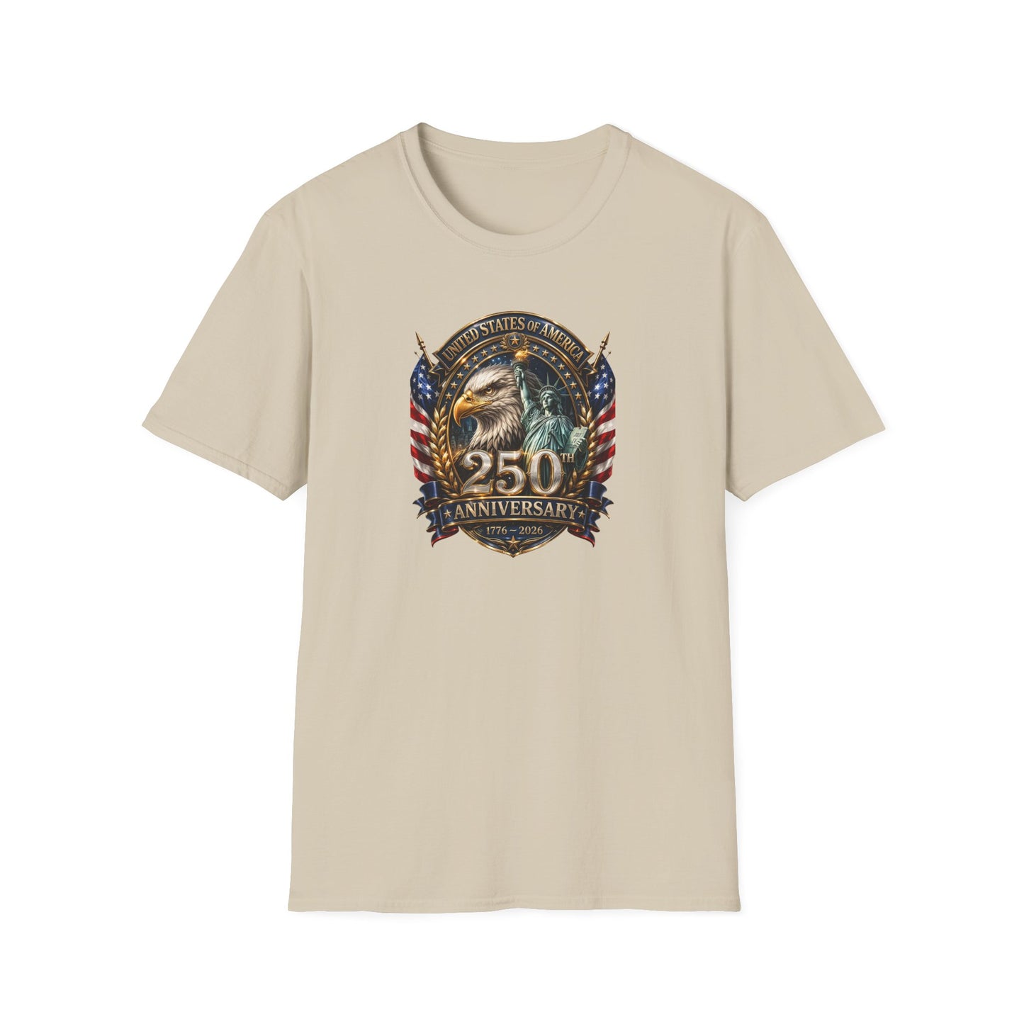 America 250: Eagle and Liberty Oval Shield Unisex Softstyle T-Shirt