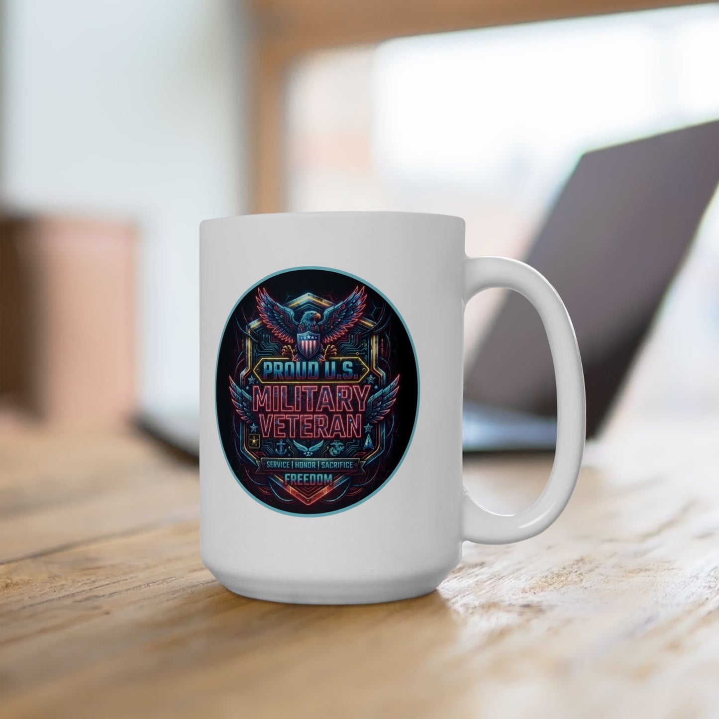 Cyberpunk-style U.S. Military Veteran Ceramic Mug (11oz, 15oz)
