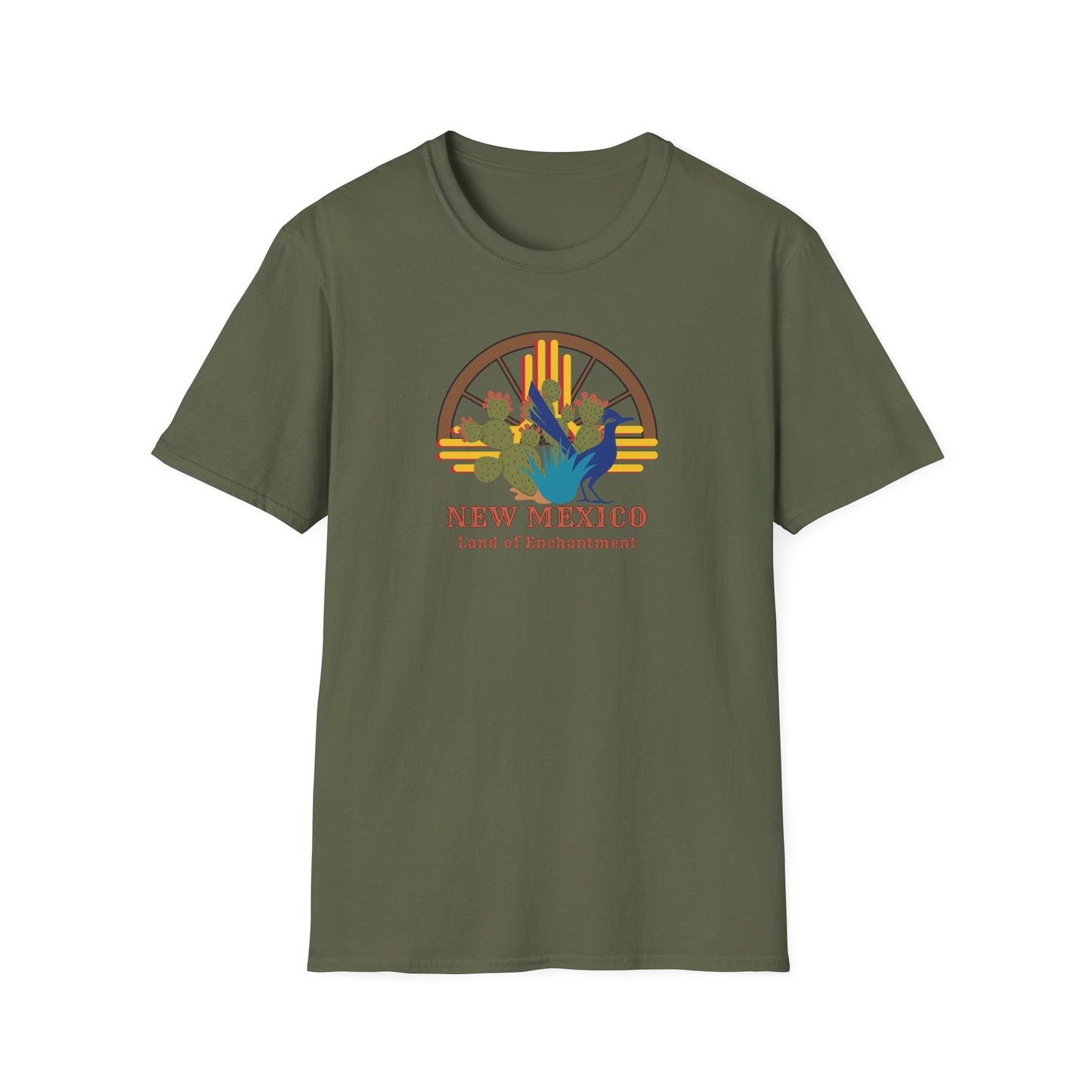 Land of Enchantment - Roadrunner & Cactus Unisex Softstyle T-Shirt