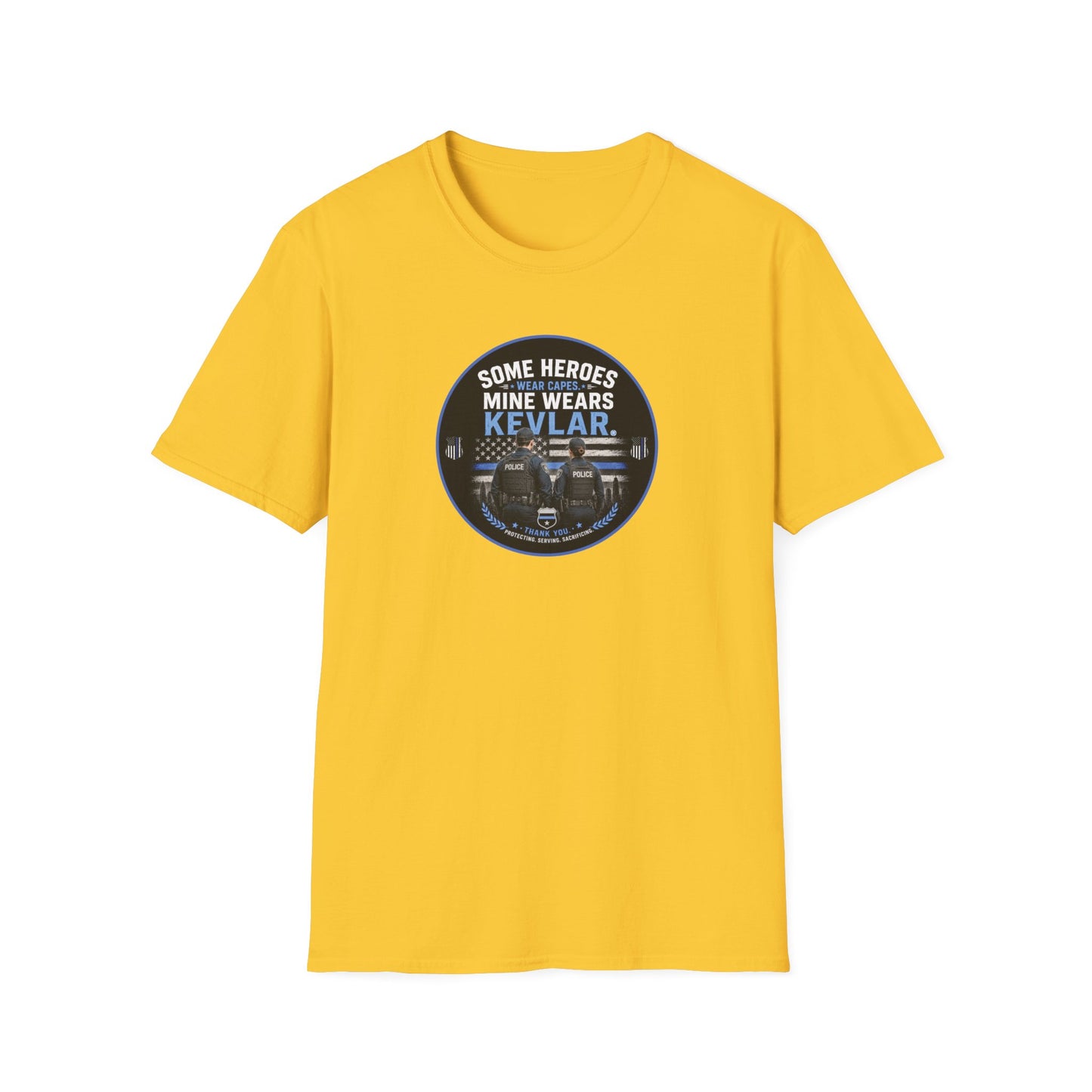 Police: My Hero Wears Kevlar Unisex Softstyle T-Shirt