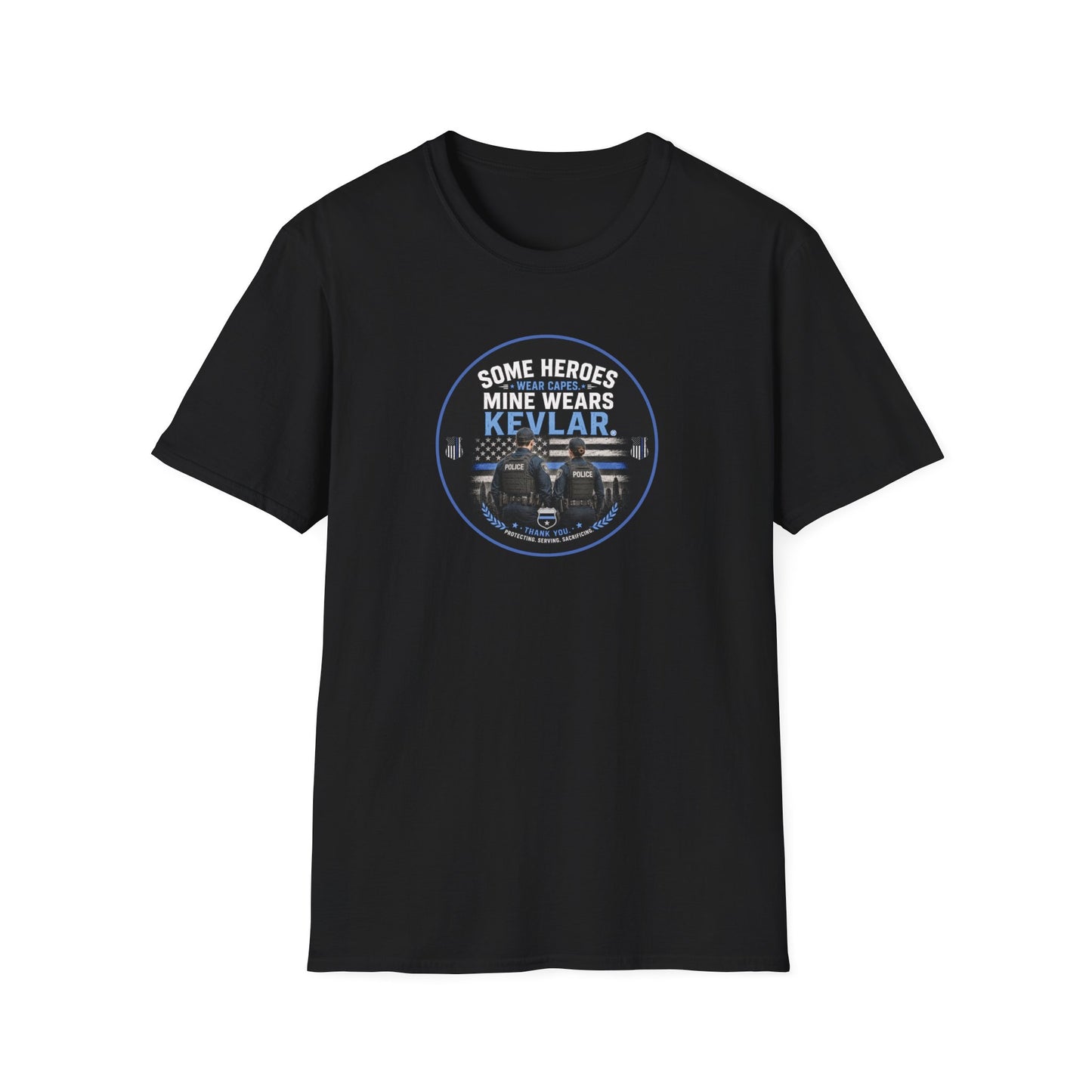 Police: My Hero Wears Kevlar Unisex Softstyle T-Shirt