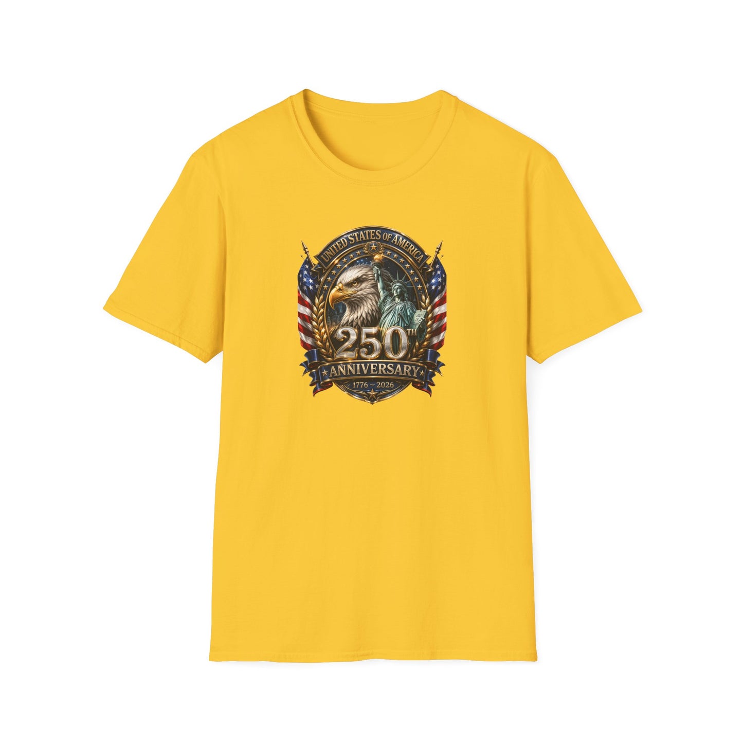 America 250: Eagle and Liberty Oval Shield Unisex Softstyle T-Shirt