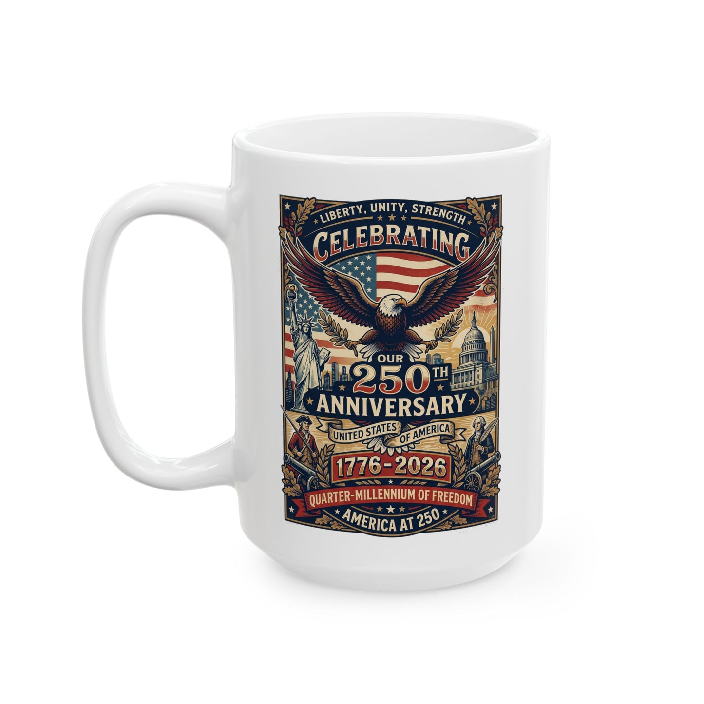 America 250: Patriots Ceramic Mug, (11oz, 15oz)
