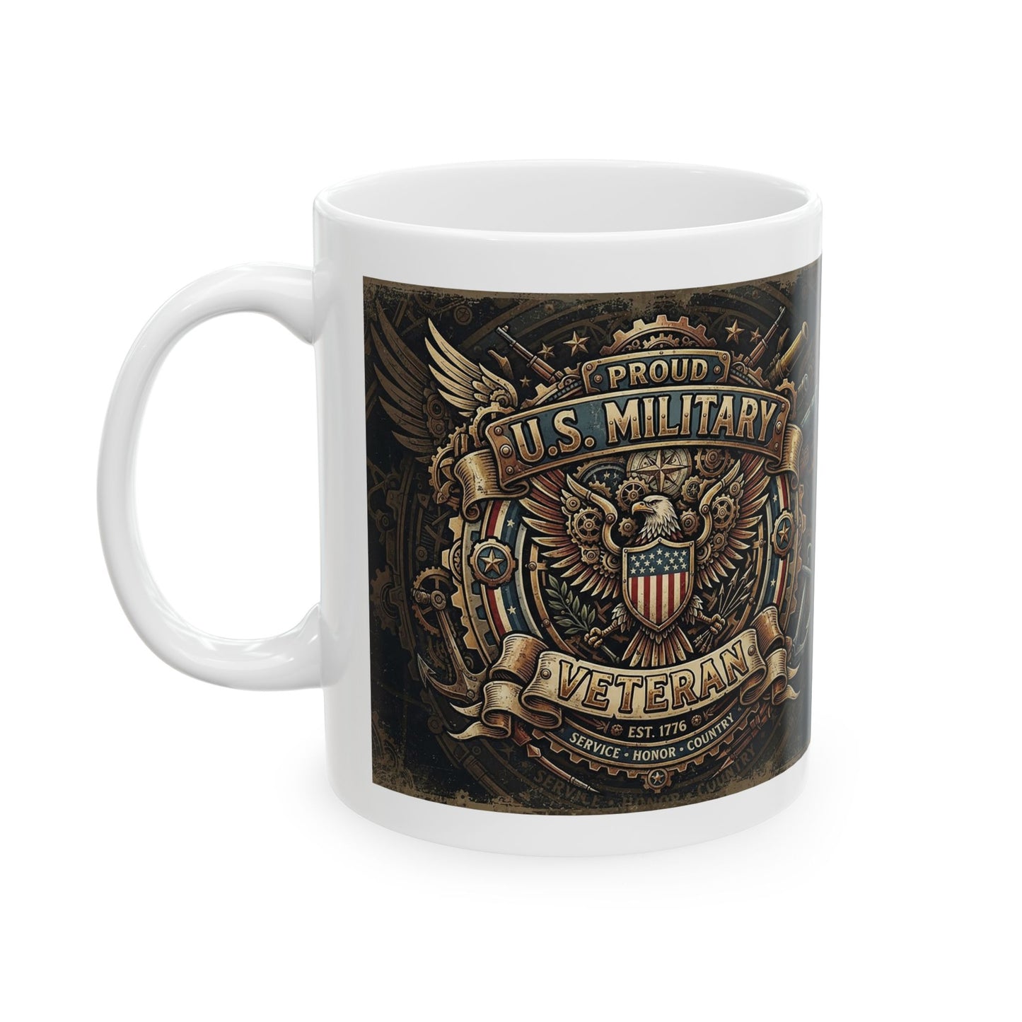 Steampunk-style U.S. Military Veteran Ceramic Mug (11oz, 15oz)