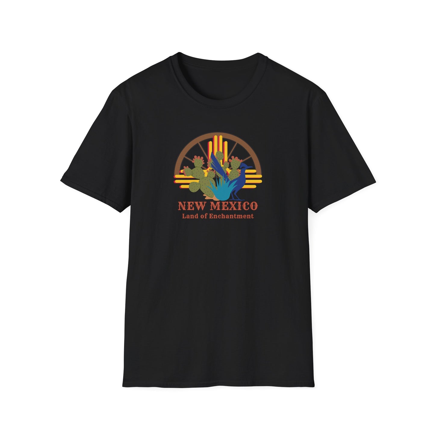 Land of Enchantment - Roadrunner & Cactus Unisex Softstyle T-Shirt