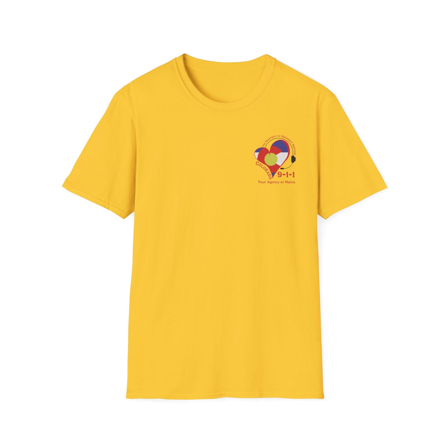 Colorado 911 Heartbeat (Pocket Personalized) Unisex Softstyle T-Shirt