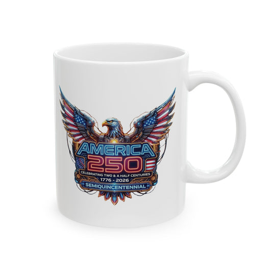 America 250: Cyberpunk American Eagle Ceramic Mug, (11oz, 15oz)
