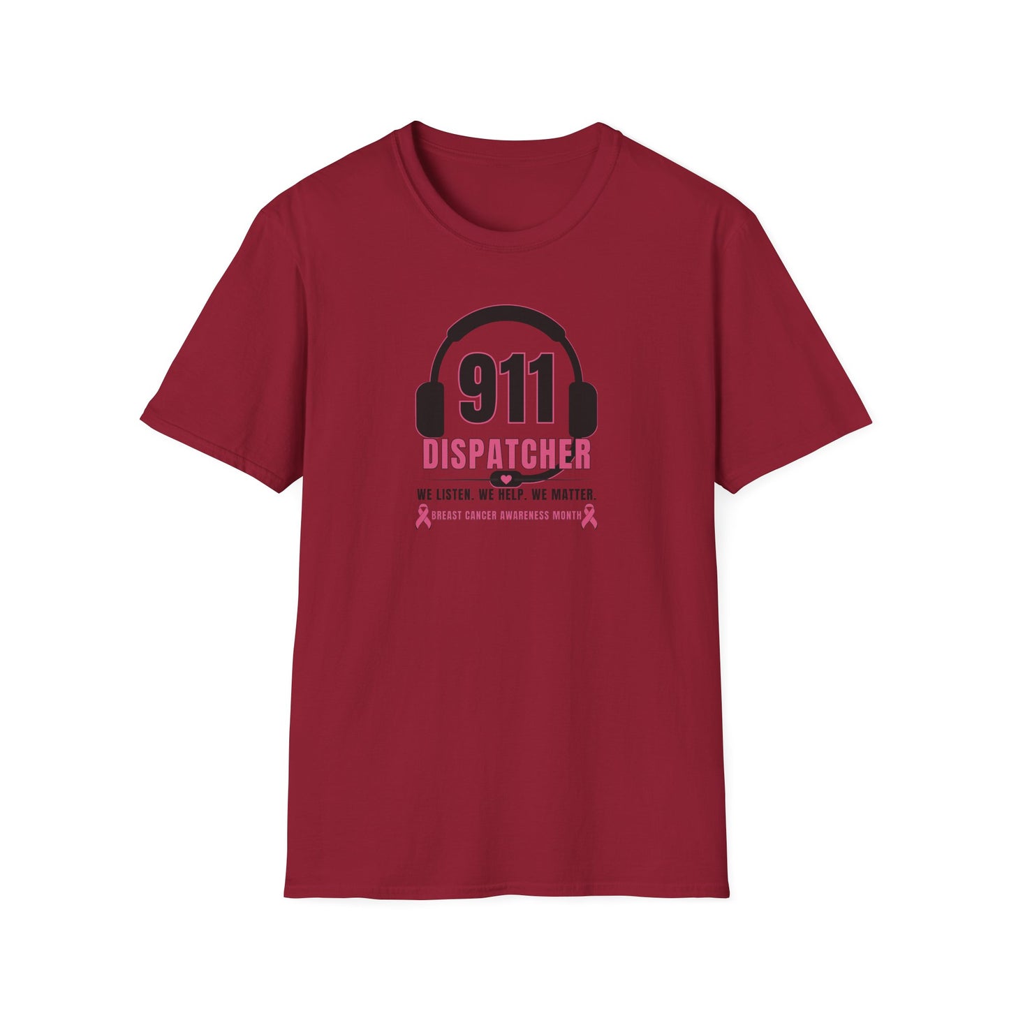 Breast Cancer Awareness: 911 Headset Unisex Softstyle T-Shirt