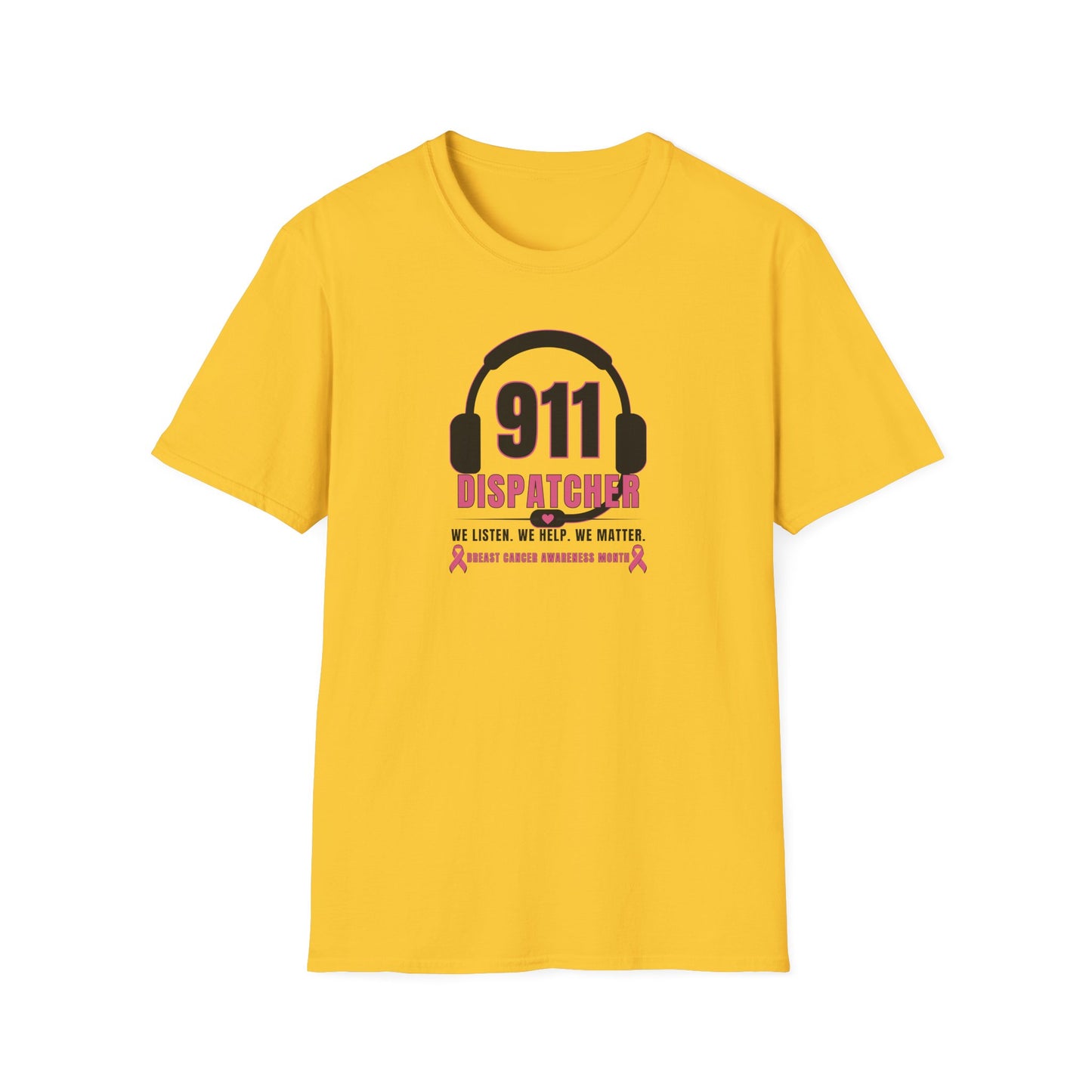 Breast Cancer Awareness: 911 Headset Unisex Softstyle T-Shirt