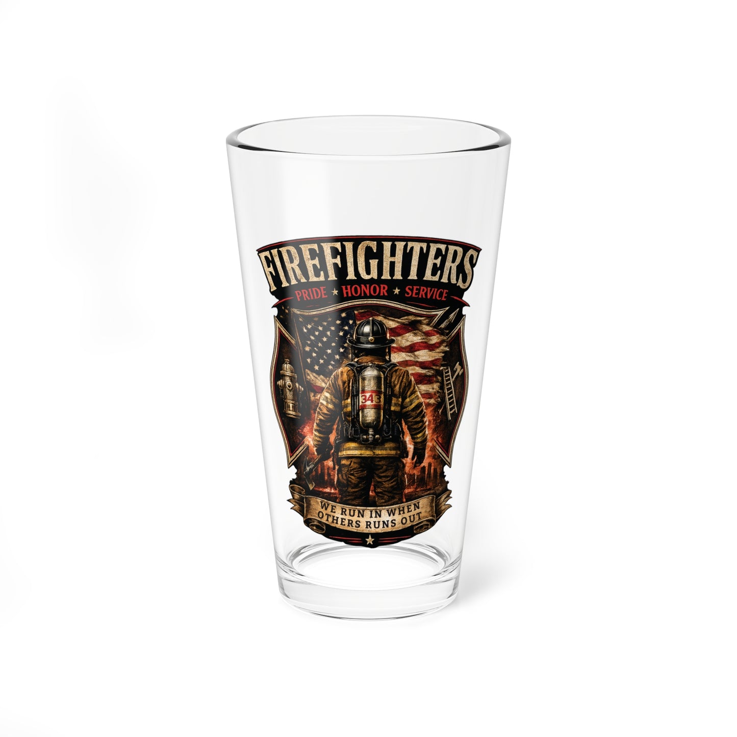 Firefighters Mixing Glass, 16oz