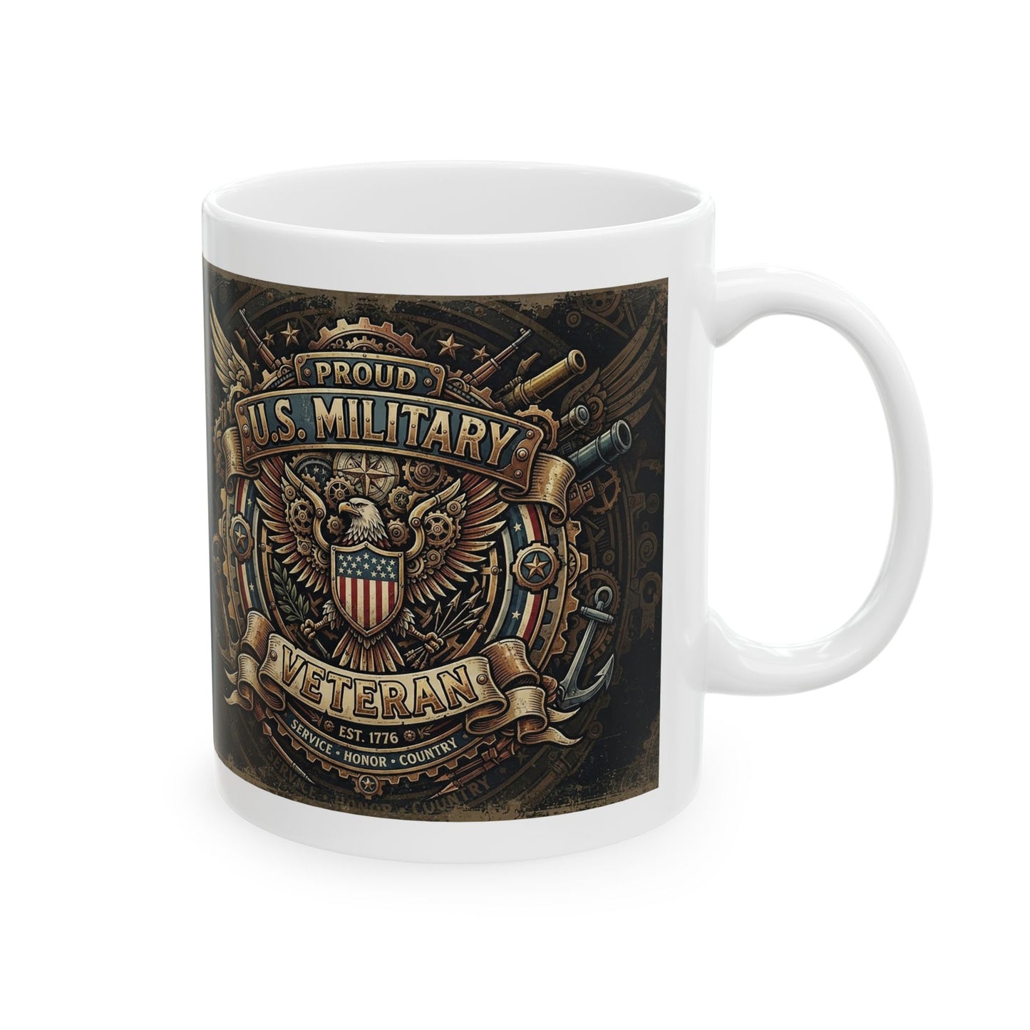 Steampunk-style U.S. Military Veteran Ceramic Mug (11oz, 15oz)