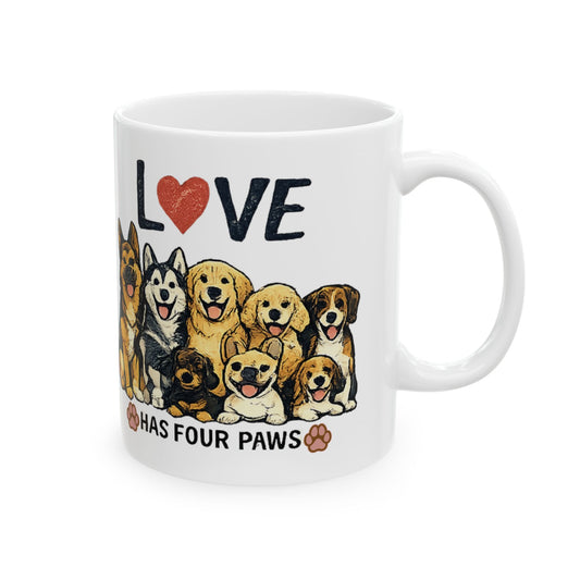 Love Has Four Paws Ceramic Mug, (11oz, 15oz)