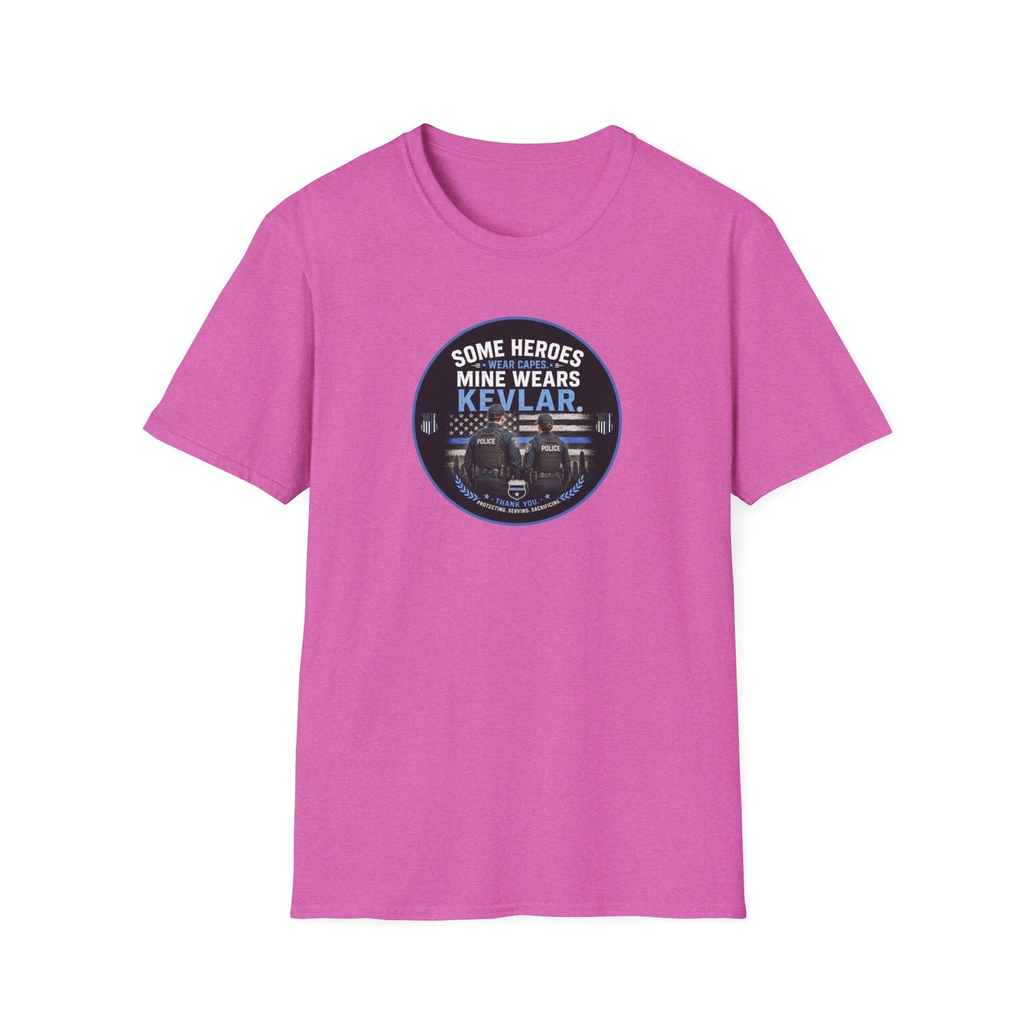 Police: My Hero Wears Kevlar Unisex Softstyle T-Shirt