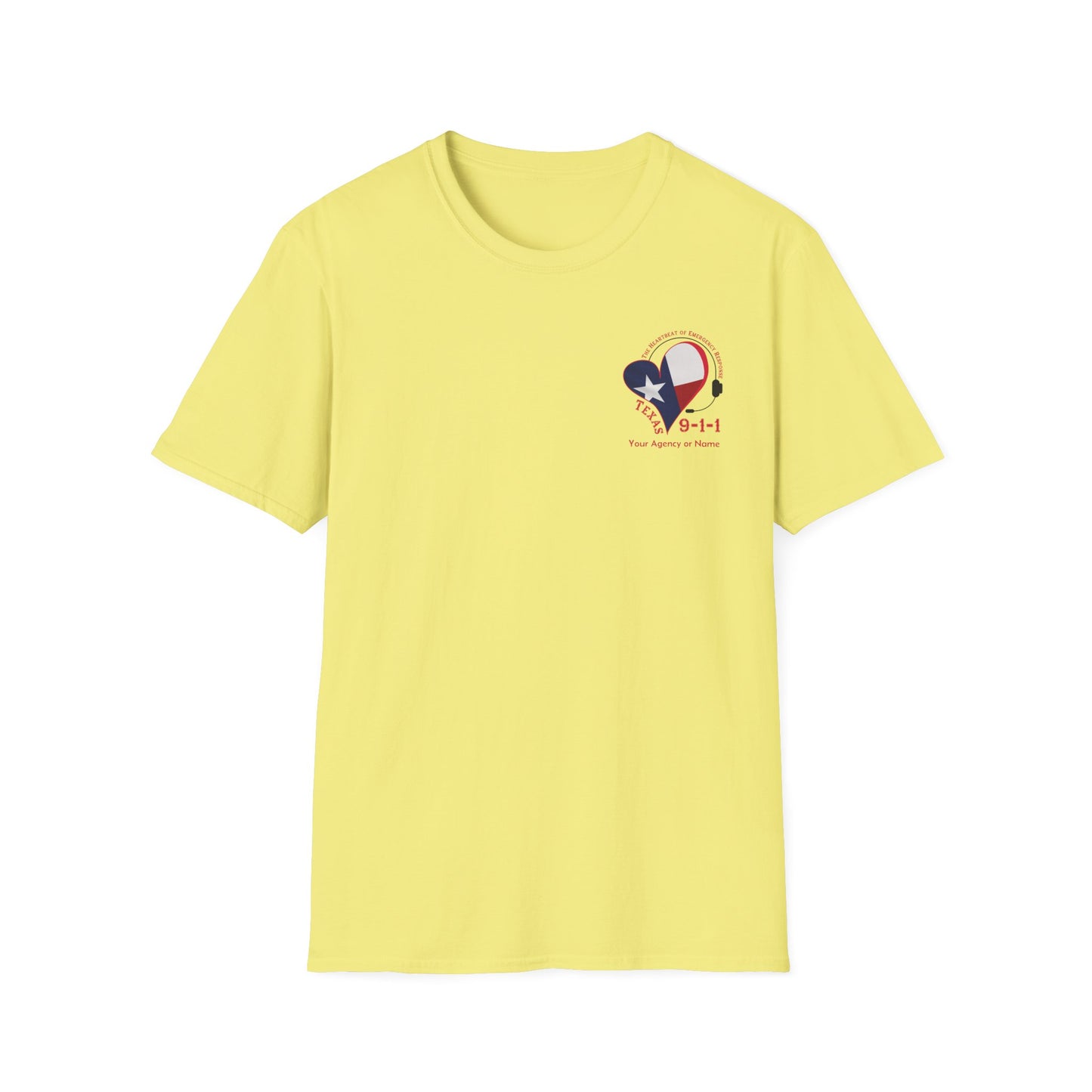 Texas 911 Heartbeat (Pocket Personalized) Unisex Softstyle T-Shirt
