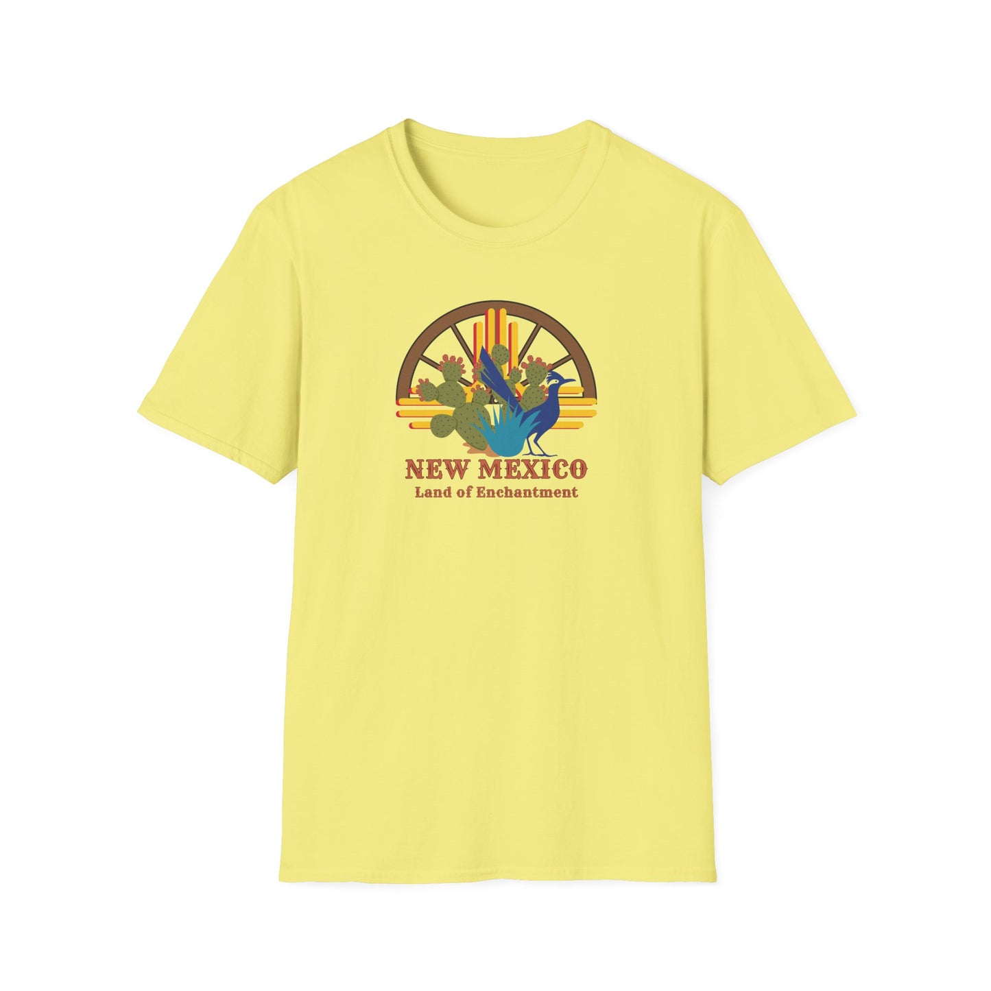 Land of Enchantment - Roadrunner & Cactus Unisex Softstyle T-Shirt