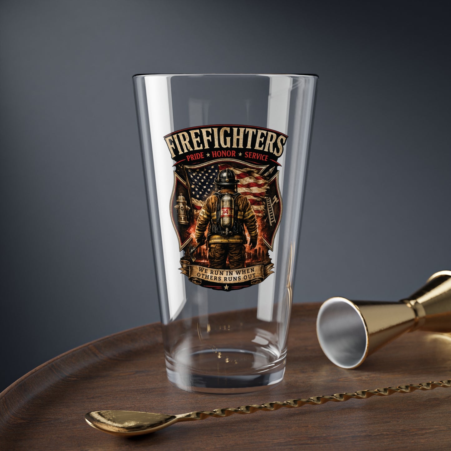 Firefighters Mixing Glass, 16oz