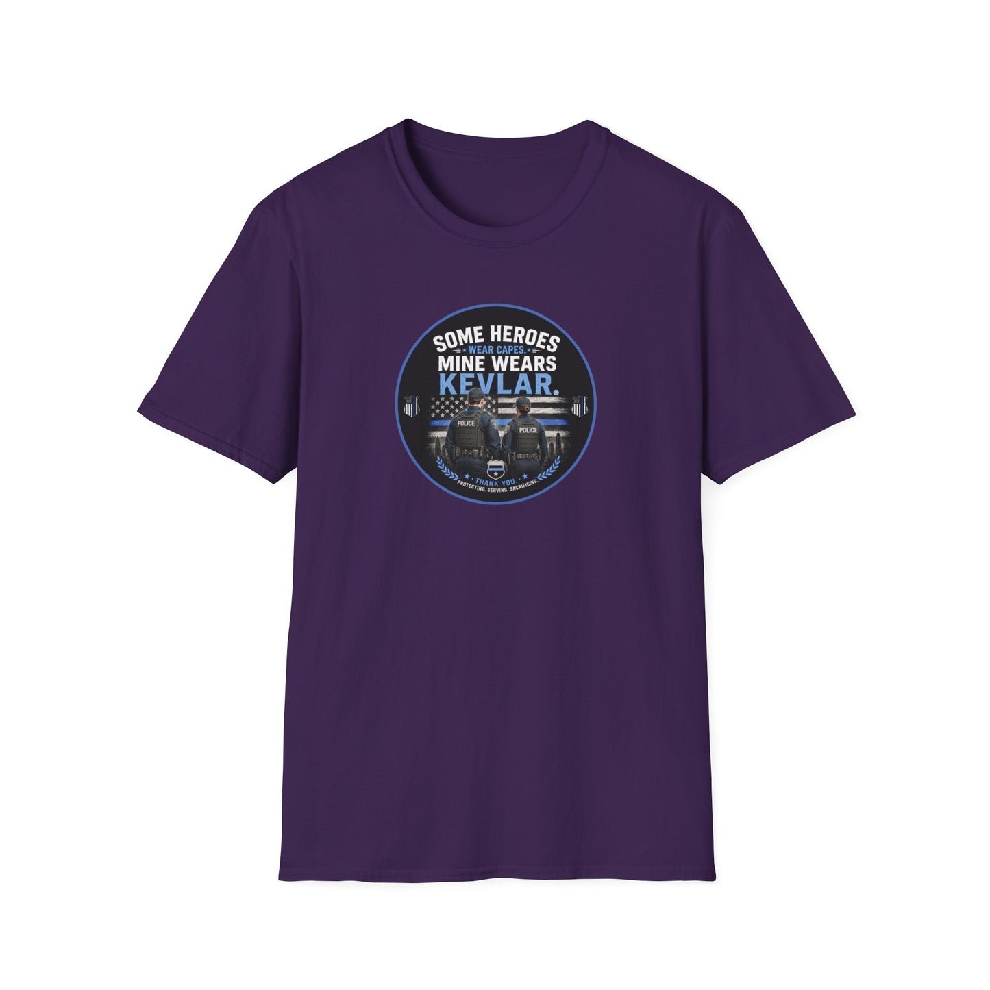 Police: My Hero Wears Kevlar Unisex Softstyle T-Shirt
