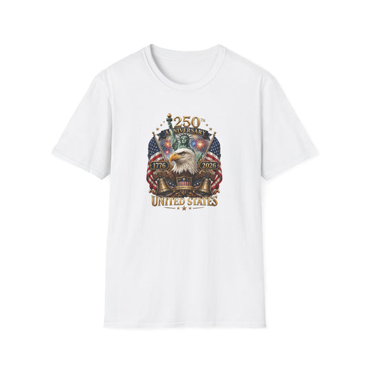 America 250: United States Eagle and Liberty Unisex Softstyle T-Shirt