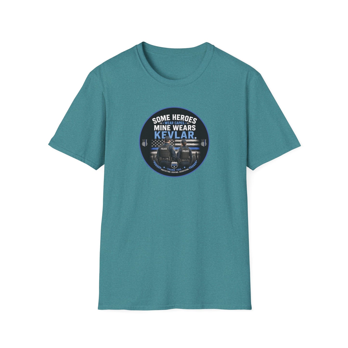 Police: My Hero Wears Kevlar Unisex Softstyle T-Shirt