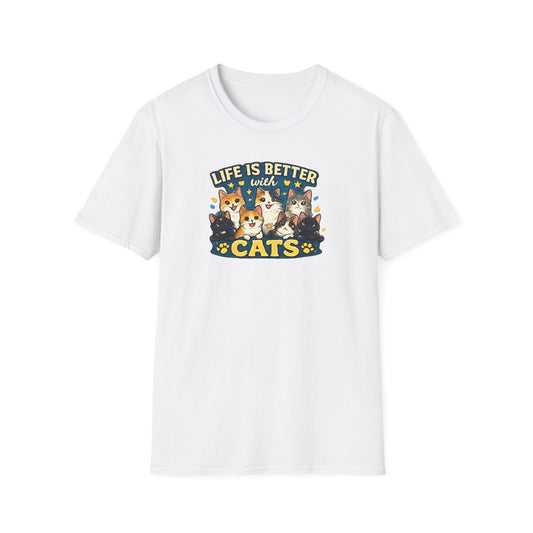 Life is Better with Cats Unisex Softstyle T-Shirt