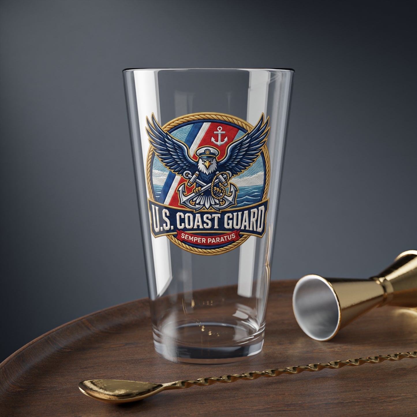 U.S. Coast Guard Patriotic Mixing Glass — 16oz