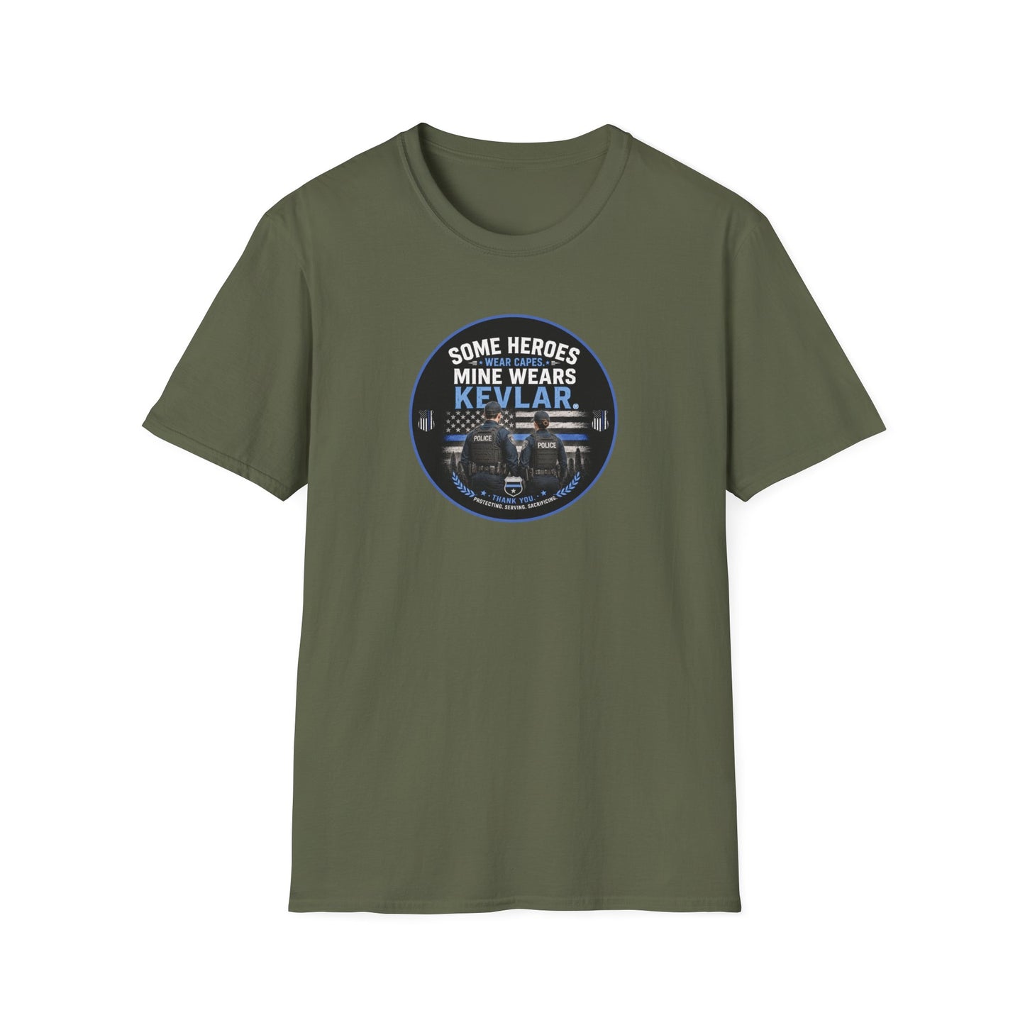 Police: My Hero Wears Kevlar Unisex Softstyle T-Shirt